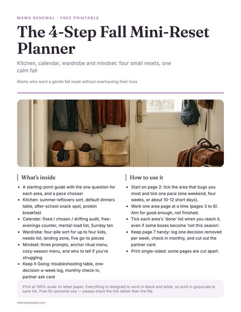 The 4-Step Fall Mini-Reset Planner preview