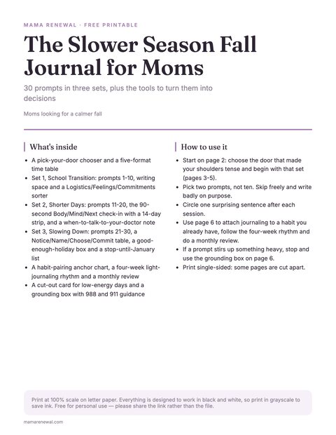 The Slower Season Fall Journal for Moms preview