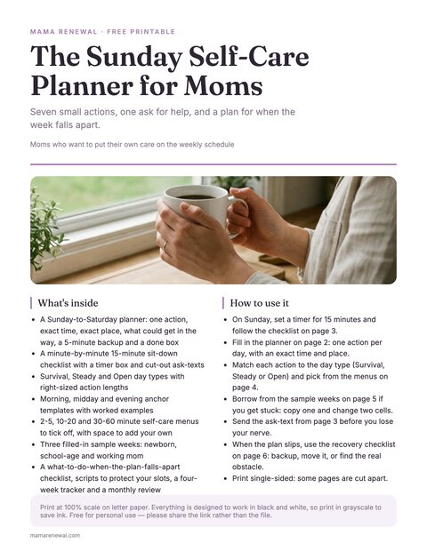 Sunday Self-Care Planner for Moms preview