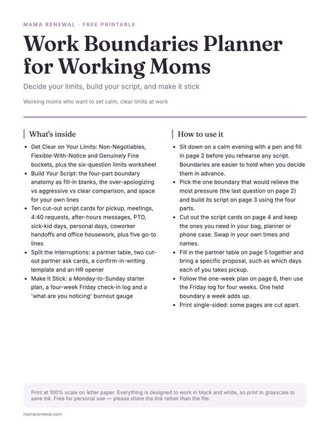 Work Boundaries Planner for Working Moms preview
