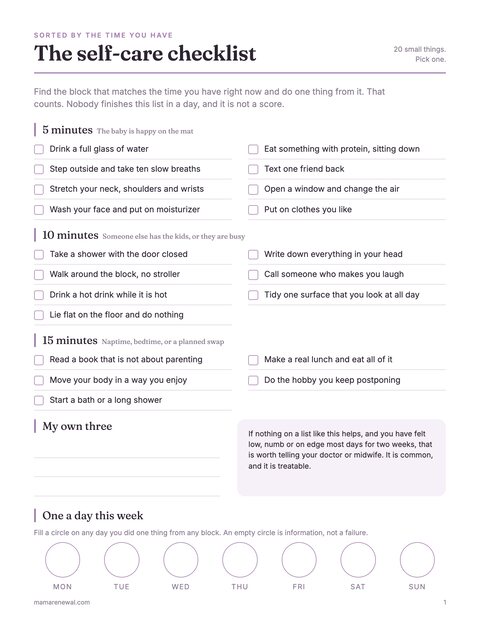 Self-Care Checklist for Moms preview